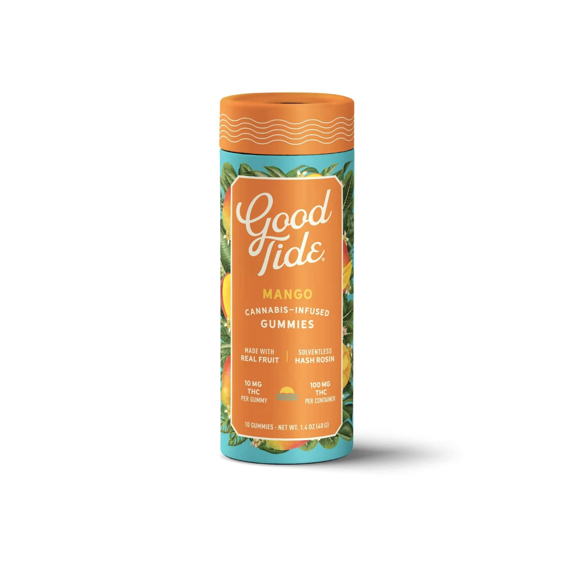 Good Tide | Mango Solventless Hash Rosin Gummies | 100 mg 10pk