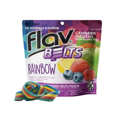 Flav | Sour Gummy Rainbow Belts | 100mg 