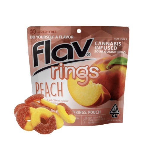 Flav | Sour Gummy Peach Rings | 100mg