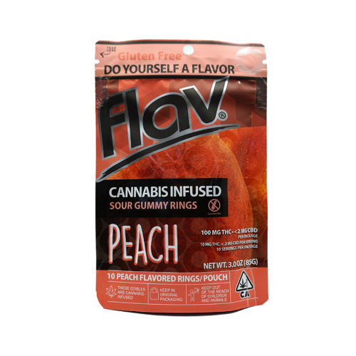 Flav | Peach Rings Sour Gummy Candy | 100mg